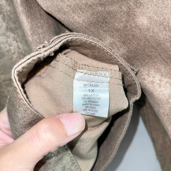 Dressbarn Jacket Womens 1X Bronze Metallic Animal Print Rhinestone Buttons - Picture 7 of 7